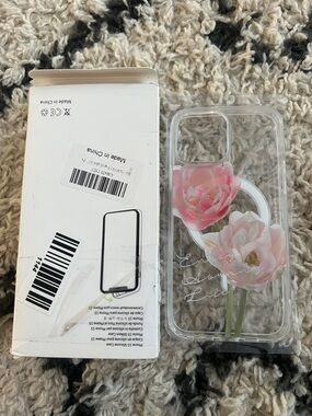 New  iPhone 13 Pro Case with magnetic Pink Floral Design